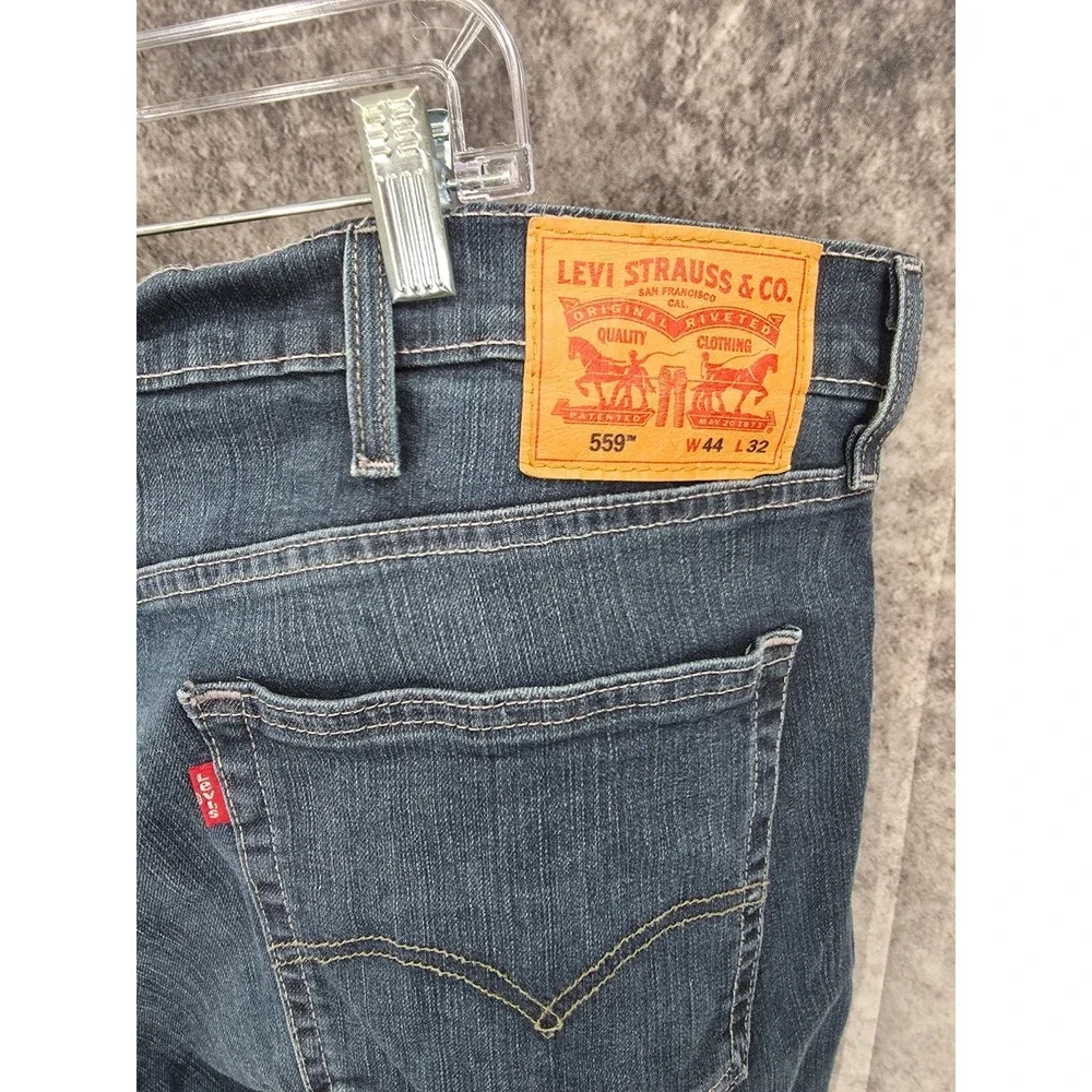 Levis 559‎ Jeans Mens 46 X 32 Blue Relaxed Fit Straight Whiskers Tag 44x32
